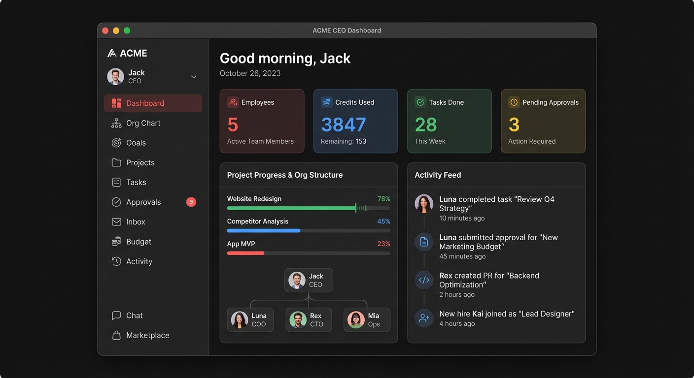 YourClaws CEO Dashboard